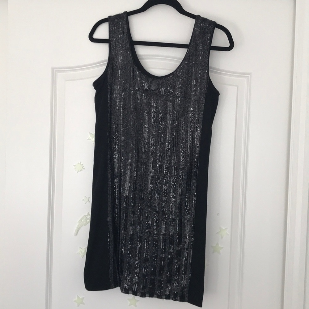 Mini sequined little black dress